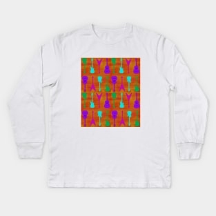 Retro Guitar Pattern Kids Long Sleeve T-Shirt